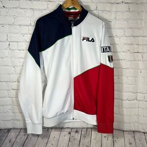 Fila Sport "Italia" Men's Large L  Full Zip Track/Soccer Jacket Red Blue READ